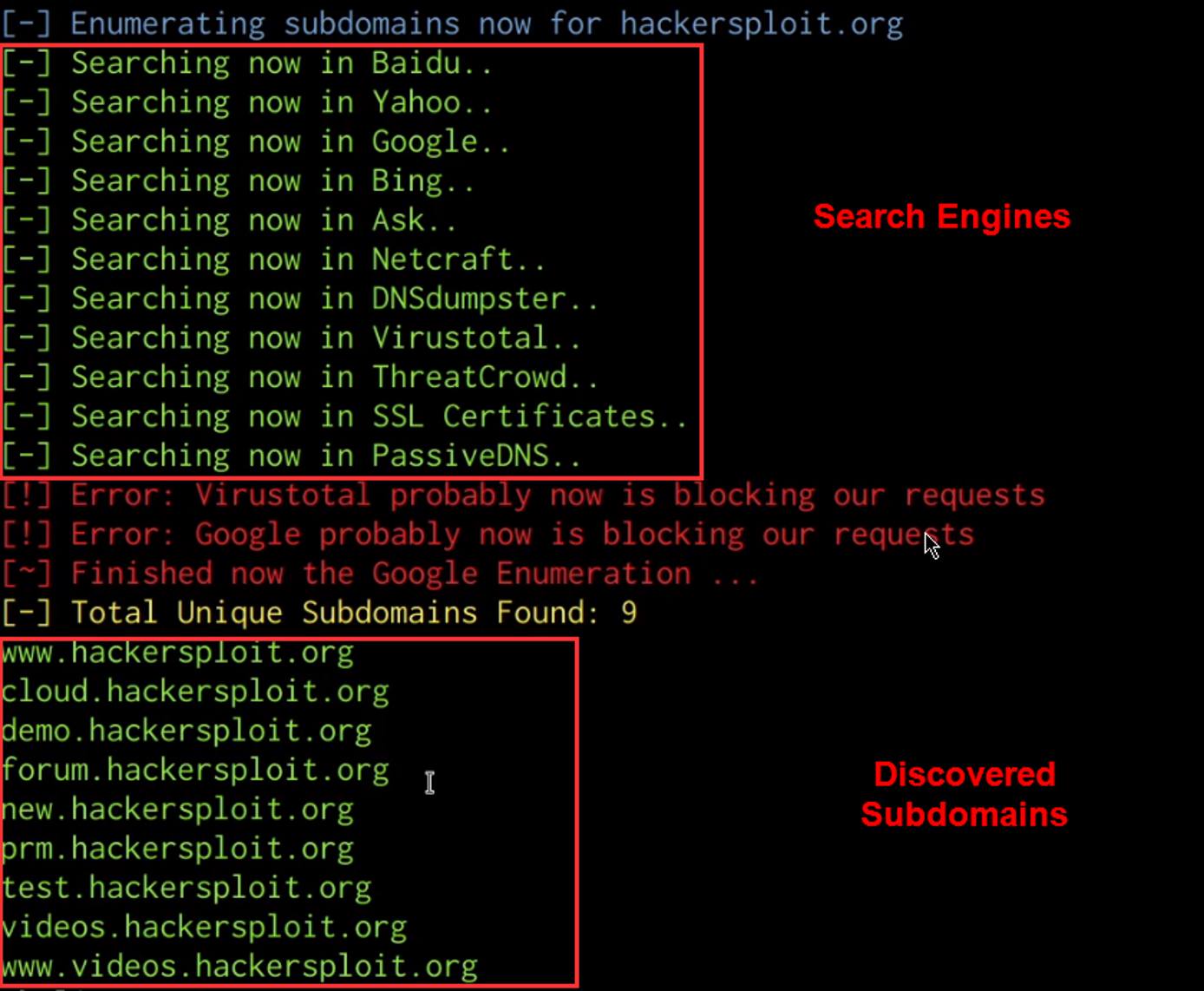 Sublist3r utility output Sublist3r utility output